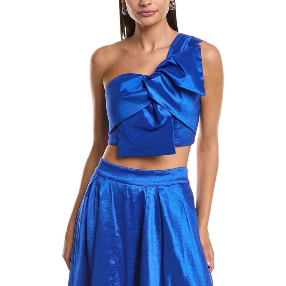 Milly Womens  Laney Bow Cropped Top, Blue